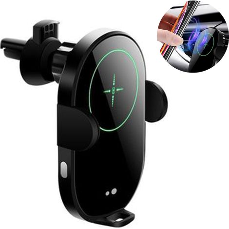 Support Téléphone Voiture Sans Fil - Chargeur Sans Fil 10 W - Support Ventilateur et Tableau de Bord - Compatible Qi - Noir - 1 Pièce (1/5)