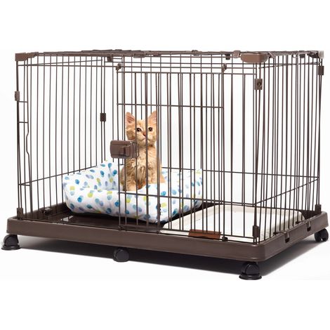 Iris Ohyama Estensione per recinto per cani, A65cm, Con porta con serratura, Marrone, con Ruote, Metal, Parco, Per Cucciolo, Gatti, Interni, Esterni, Gabbia, Cuccia, Montaggio Facile, STS-600TY