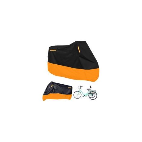 264,2 x 110 x 124,5 cm (L x l x H) Housse de tricycle de qualité supérieure pour adulte, convient à tous les vélos ou motos à 3 roues de rangement extérieur et intérieur, (noir et orange)
