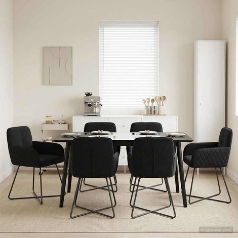 Lot de 6 chaises de salle à manger en velours noir avec accoudoirs 59 x 56,5 x 86 cm - PANGIVO (1/5)