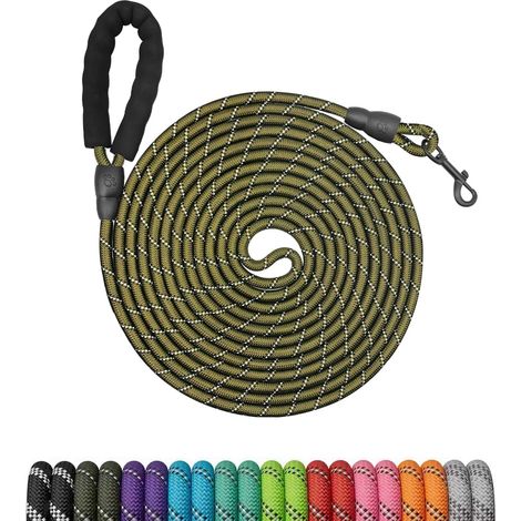 Longe pour Chien,5M Laisse de Dressage avac Poignée Confort et Mousqueton Verrouillable,Longue Laisse Corde d'attache pour Petits,Moyens (1/5)