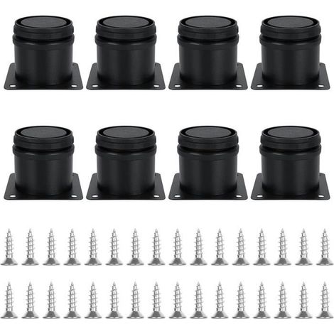 Lot de 8 Pieds Réglables Meubles Noir, Ø 50 mm/Hauteur 50 mm Pieds de Canapé en Métal Acier Inoxydable, Pied de Table Basse pour (1/5)