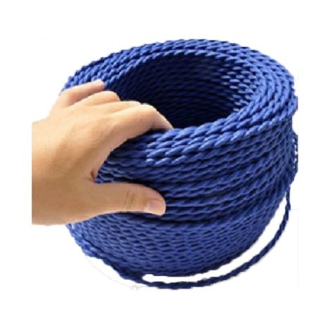 Fil électrique tressé bleu foncé – Câble double gainé en tissu – Section 0.75mm pour look vintage – Vendu au mètre – Greensensation