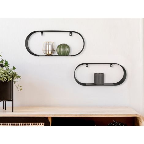 Gitter Wandregal 2er Set JOYCE aus Metall in Schwarz (1/5)