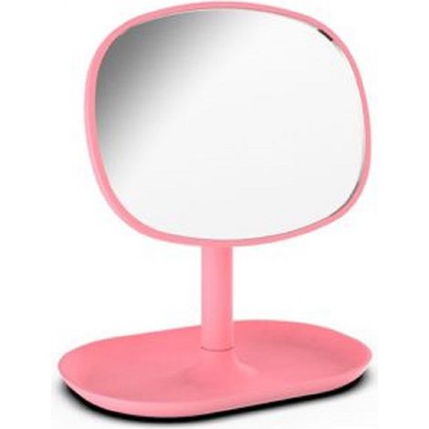 Cleafe - Specchio Trucco Da Tavolo 19.5cm Arredo Bagno Casa Con Vassoio Makeup Rosa 69948 - (1/3)