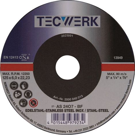 TECWERK Schruppscheibe D125xS6mm gekr.Univ.Bohr.22,23mm TECWERK