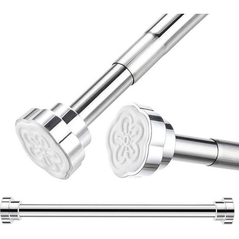 Tringles de rideau de douche Extensible 40-55cm, Tringle Rideau en Acier Inoxydable,Sans Perçage pour fenêtre,armoire, salle de