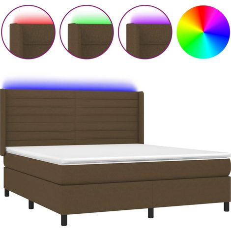 Maison Exclusive - Boxspringbett mit Matratze & LED Dunkelbraun 1