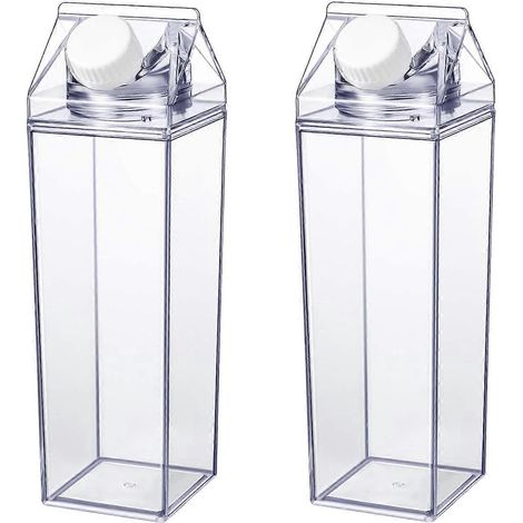 Hemoton Lot de 2 bouteilles en plastique transparent de 500 ml pour lait, jus et autres boissons, bouteilles de stockage vides pour usage quotidien à la maison (1/4)