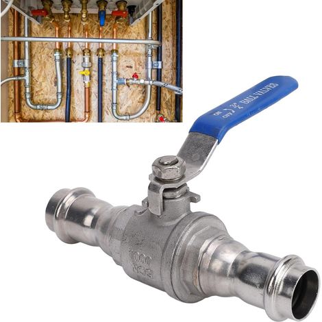 Robinet à tournant sphérique de 3/4 pouces, arrêt d'eau en acier inoxydable, tuyau PEX, tuyau en cuivre, CPVC, PE-RT et HDPE, vanne de plomberie à poussée en laiton sans plomb (1/5)