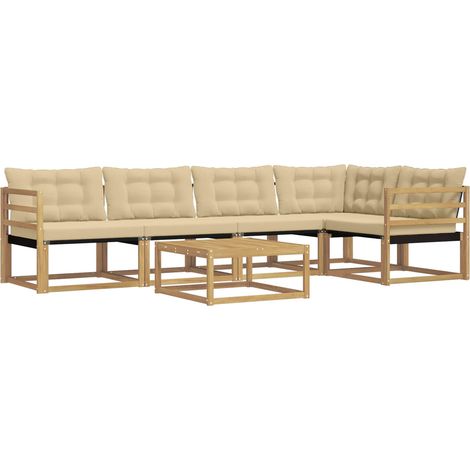 Set di divani da esterno 6 pz Bianco e Beige vidaXL (1/5)