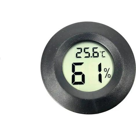 Mini thermomètre et hygromètre numérique LCD, -50+70°C, forme ronde, convient aux réfrigérateurs, boîtes à cigares, etc.