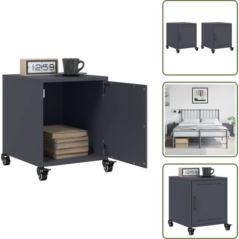 Nachttische 2 Stk. Anthrazit 36x39x43,5 cm Stahl - Nachttisch - Schreibtisch - Wohnzimmermöbel - Esszimmermöbel - Anthrazit (1/5)