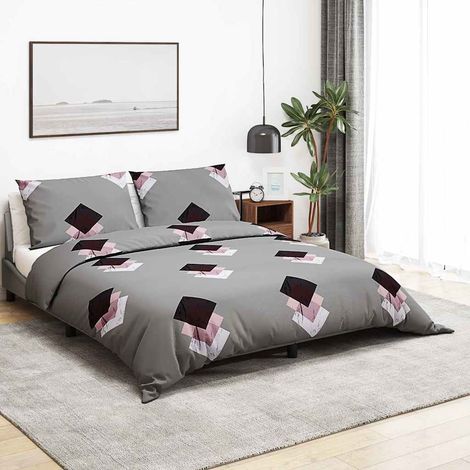 Parure de lit grise 155 x 220 cm en coton (1/5)