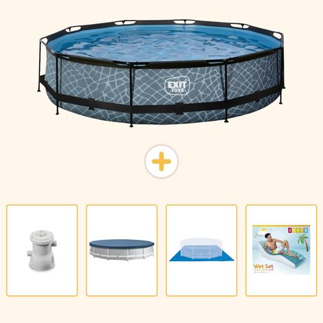 Exit-toys Piscine Exit Ronde - Effet Pierre - 360x76 cm - 5-pièces  S322 (1/5)