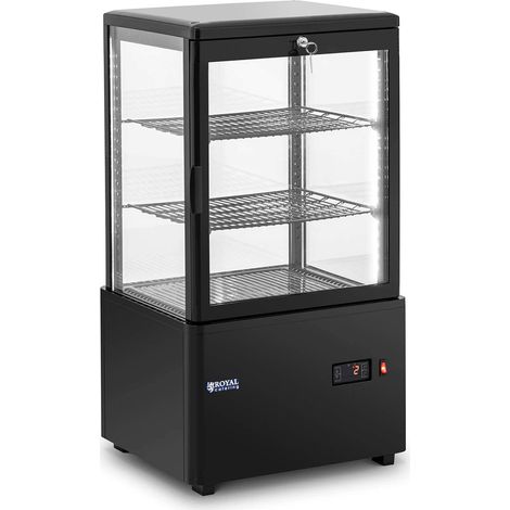 Vitrina refrigerada de 58 litros 3 estantes con cerradura cristal templado negro plástico 140005392 (1/5)