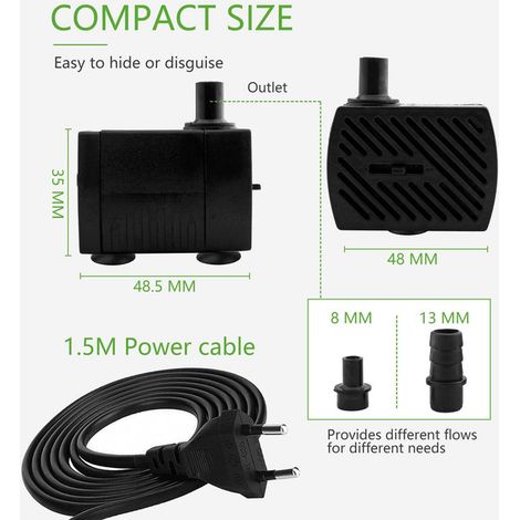 Pompe à eau submersible ultra-silencieuse pour aquarium, fontaine et hydroponie, débit réglable