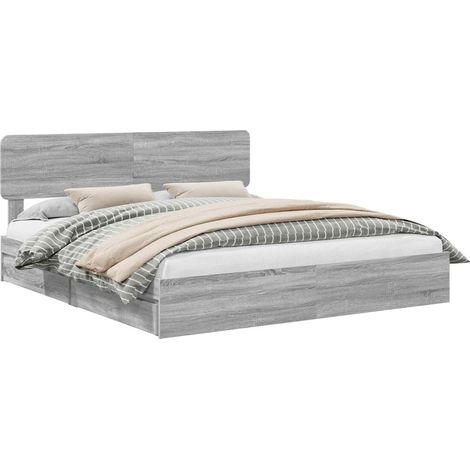 Letto con Contenitore con testiera Grigio Sonoma 200 x 200 cm vidaXL