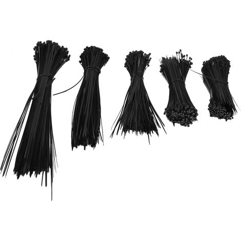 5 Ensembles de Serre-Câbles Jetables en Nylon - Attaches Rapides pour Fils et Câbles, Noir (1/5)