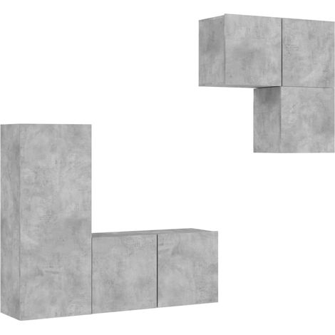Maison Exclusive - 4-tlg. Wohnwand Betongrau Holzwerkstoff