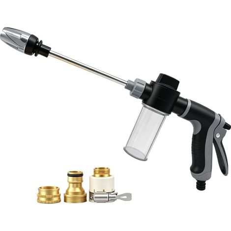 Nettoyeur Haute Pression, Pistolet Haute Pression avec 3 Modes de Jet, Buses Multi-Angles, Réglable et Universelle Nettoyeur Vaporisateur a Main pour Gouttière, Terrasse, Voiture (1/5)