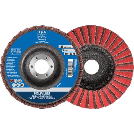 PFERD POLIVLIES-Fächerscheibe PVZ Keramik Ø 125 mm Bohrung 22,23 mm CO-COOL60/A100 G für Feinschliff (1/5)