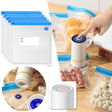 Pompe à air électrique rechargeable USB pour sacs alimentaires sous vide, sacs de compression (pompe à air + 15 sacs de (1/4)