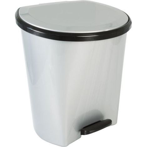 AMIG CUBO BASURA METAL OVAL PEDAL ARO GRIS 25 L.