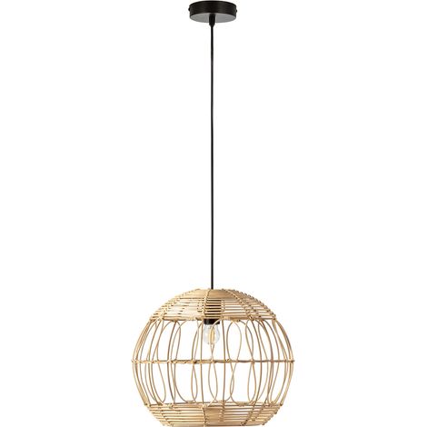 Lámpara de techo Kaede de ratán natural, diámetro 39 cm