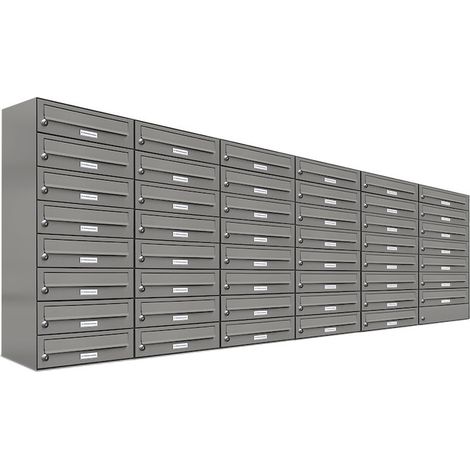 47er Premium Briefkasten Aluminiumgrau RAL Farbe 9007 für Außen Wand Postkasten (1/5)