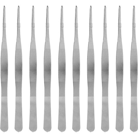 10pcs Pince alimentaire, Acier inoxydable, Longue droite 20cm, Tête dentelée, Cuisine et Loisirs créatifs (1/5)