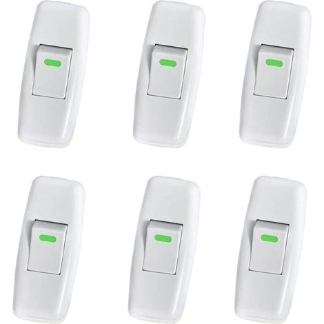 6 Pack Interrupteur Lampe, Interrupteur Torpedo, Ligne Cordon Interrupteur, Interrupteur Lampe de Chevet, Interrupteur à Bascule en Ligne pour Lampe de Table de Chevet Remplacement du Bouton (1/4)
