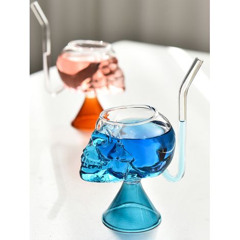 Tasse de 250 ml en forme de crâne de vampire avec fond orange (1/5)