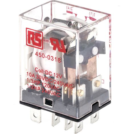 Rs Pro – Relais sans accrochage 2 RT – Bobine 12V c.c. – Puissance 900mW – Courant de commutation 10A – Isolation 1.5kV ac