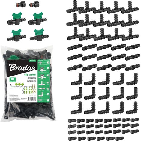 Kit de accesorios para línea de riego por goteo 16 mm, 81 piezas, ideal para sistemas de riego agrícola y jardinería, instalación eficiente y ahorro de agua. (1/3)