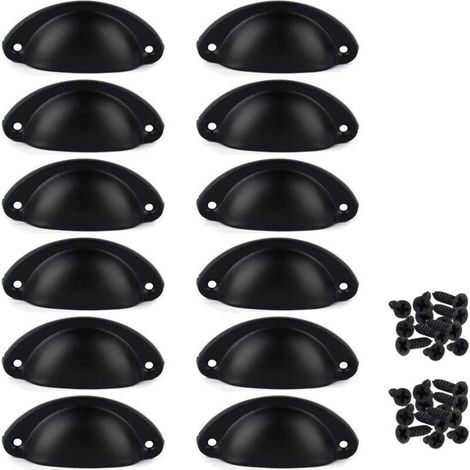 Poignée De Tiroir - Fer - 8 cm X 3,5 cm - Pour Armoire Placard Commode - Lot De 12 Avec Vis (1/5)