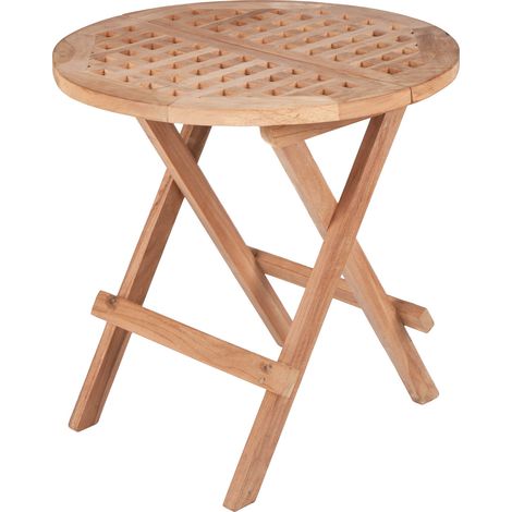 deVries Beistelltisch ""WOODIE"" aus Teakholz rund Holztisch Gartentisch Ø50x50cm (1/5)