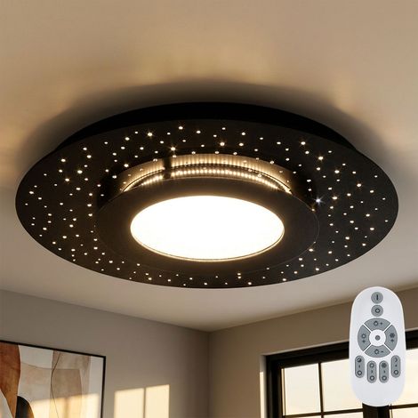 Lampada da soffitto a LED con telecomando, vetro, dimmerabile, nero, acciaio, D 50 cm (1/5)