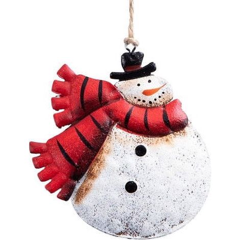 Ornement De Sapin De Noël - Figurine En Métal Rustique Forme De Bonhomme De Neige - Décoration Intérieure Et Extérieure Pour Fêtes D'Hiver - Lot De 1 (1/3)