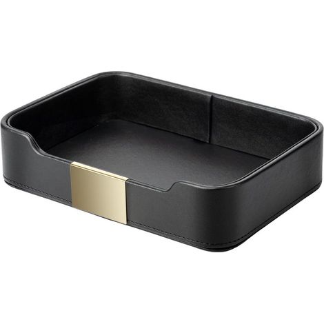 Beyamis Plateau rangement similicuir – 30x20cm, multi-compartiments, noir (1/5)