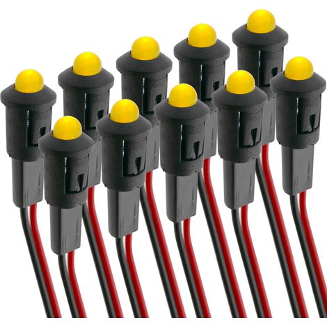 BeMatik - Lampe voyant LED 8mm 12VDC Pilote de couleur jaune 10-pack (1/4)