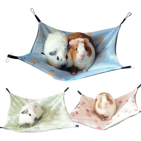 Guinea Pig Hammocks Set of 3 Ice Silk Double Sided Hammocks Accessories for Hamsters Guinea Pigs 11 x 11 in (1/5)
