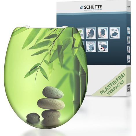 SCH�TTE WC-Sitz aus Duroplast mit Absenkautomatik und Schnellverschluss Toilettendeckel mit Motiv Klodeckel Asiatisch Wellness 82365