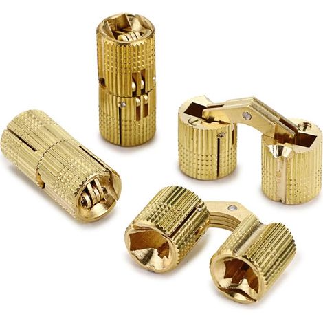 Lot de 4 charnières cylindriques invisibles en laiton, dissimulées dans un boîtier pour meubles. (1/5)