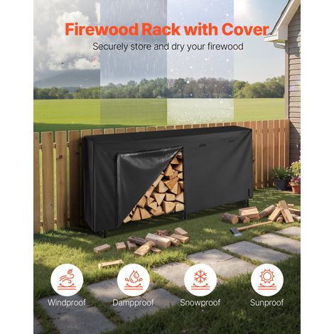 Support à bois de chauffage avec housse imperméable, range-bûches extérieur en métal, 2570 x 360 x 1170 mm, charge maximale 299,4 k… (1/5)