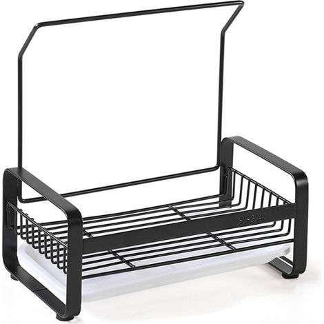 (Noir)Porte Eponge d'Evier Inoxydable avec Porte-Serviettes,Panneau Amovible pour Ranger Brosses à Vaisselle,éponges à Vaisselle et Liquide Vaisselle (1/5)