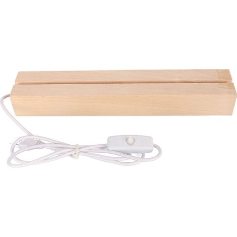 Beyamis Socle lumineux LED bois 18cm – lumière chaude, USB, pour cristal/verre/acrylique (1/5)