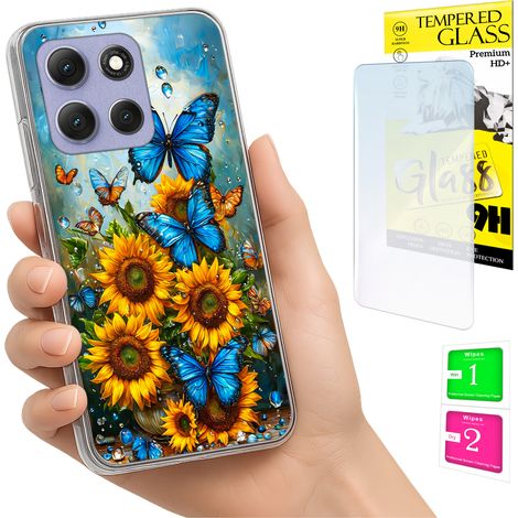 Coque pour Motorola Moto G86 Power Photo, dos papillon + verre 9H (1/5)