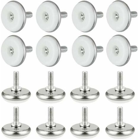 30 patas niveladoras ajustables de plástico y metal con tuerca, M6 x 15 x 30 mm, tornillo de ajuste para muebles de mesa, escritorio, armario, silla, color blanco. (1/5)
