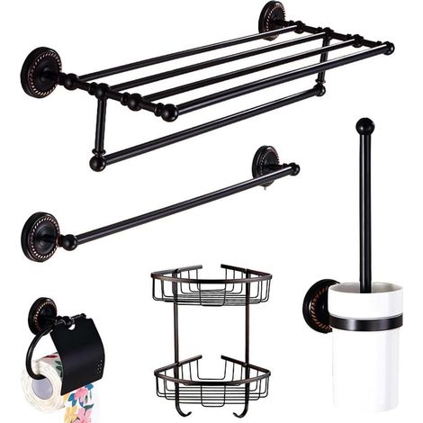 komplett aus Kupfer Badezimmer Accessoire Set Schwarz